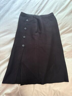 Milano Black Midi Skirt with Side Button Placket
